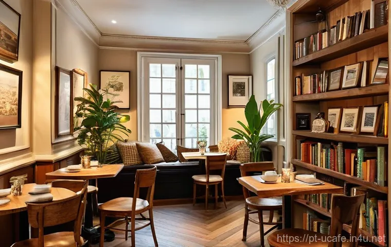 컨셉카페 운영 노하우 - **Prompt:** "A cozy and inviting literary-themed café, reminiscent of a charming bookstore in Lisbon...