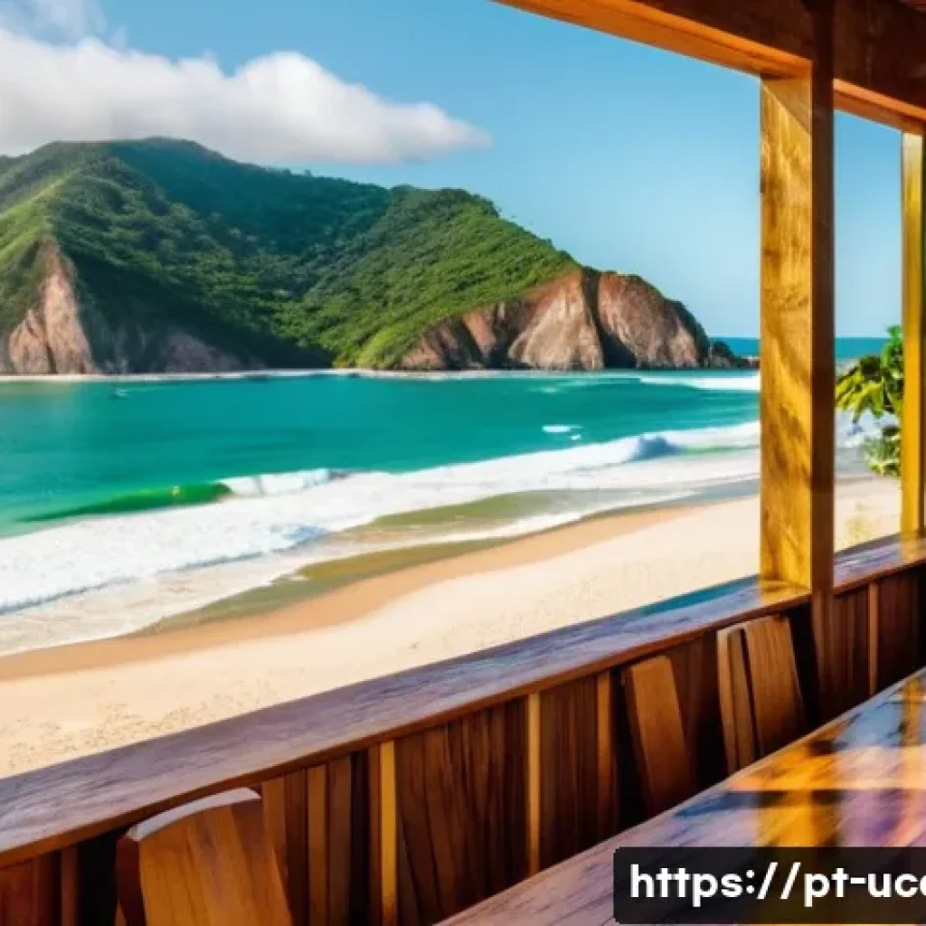 서핑 컨셉 이색카페 - A cozy Brazilian surf-themed café interior near the beach in Florianópolis, featuring rustic wooden ...