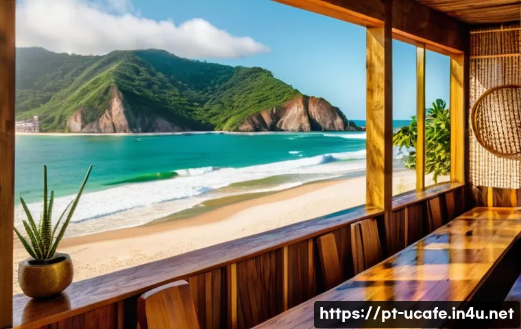서핑 컨셉 이색카페 - A cozy Brazilian surf-themed caf&eacute; interior near the beach in Florian&oacute;polis, featuring rustic wooden ...